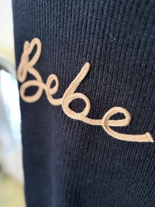 Bebe Women's L Color Block Mock Neck Pullover Sweater