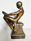 Bronze Art Deco Bookend circa 1930s sold As Is
