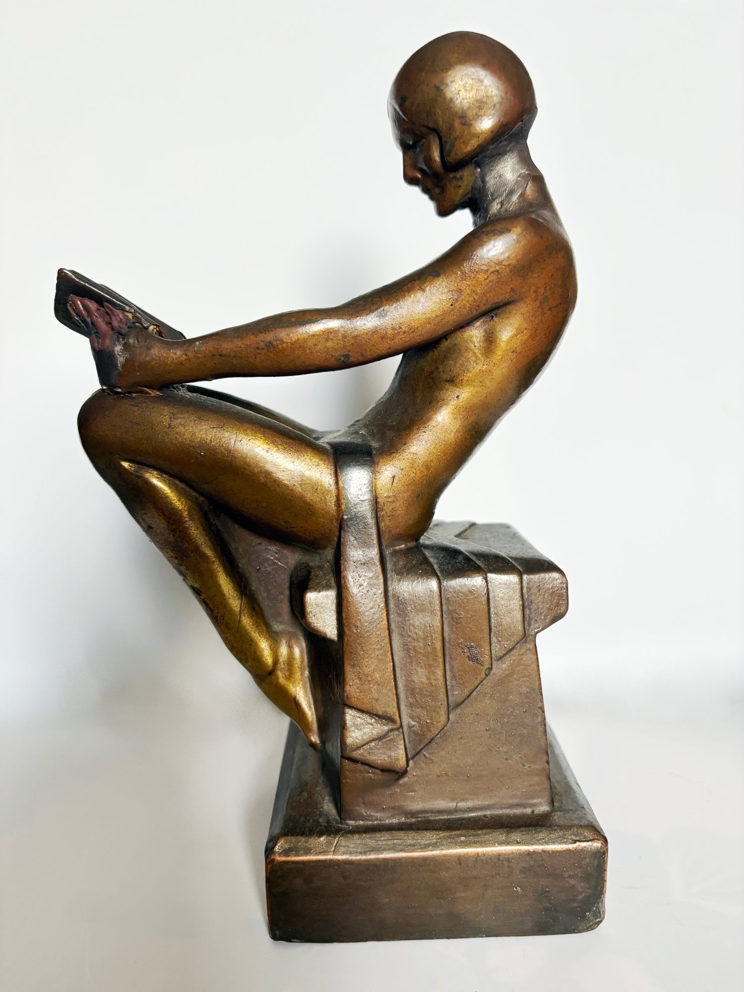Bronze Art Deco Bookend circa 1930s sold As Is