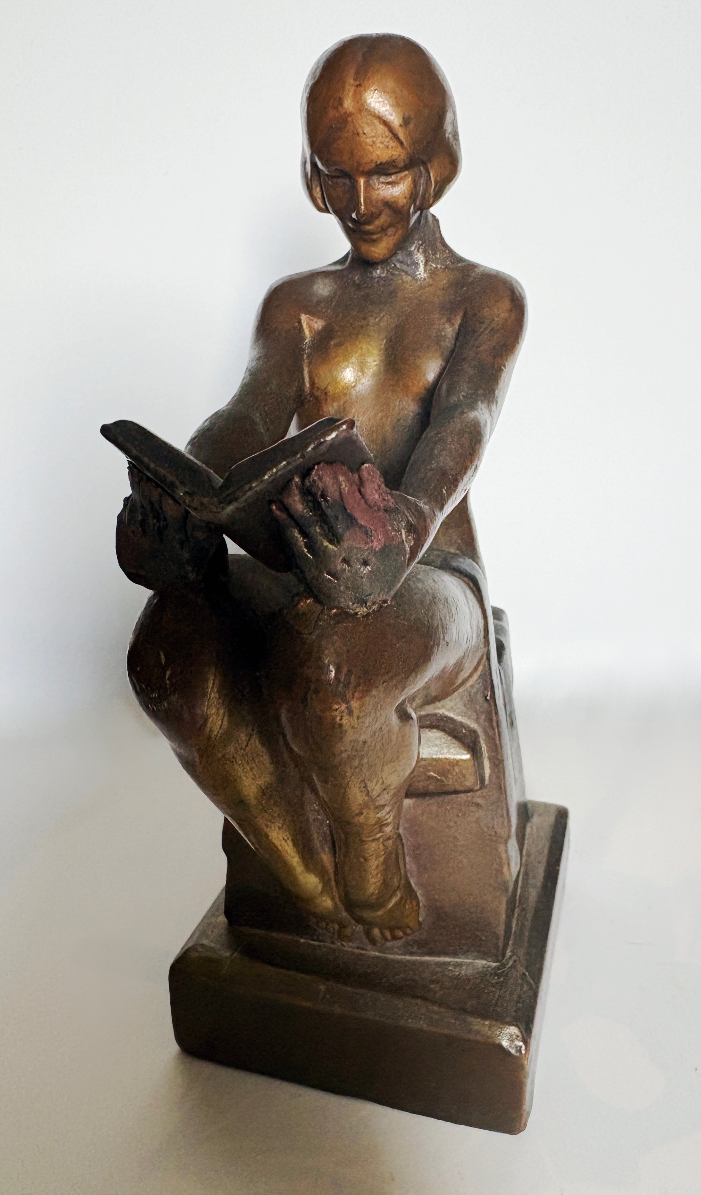 Bronze Art Deco Bookend circa 1930s sold As Is