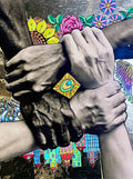 "Everyman" mixed media collage with gold leaf
