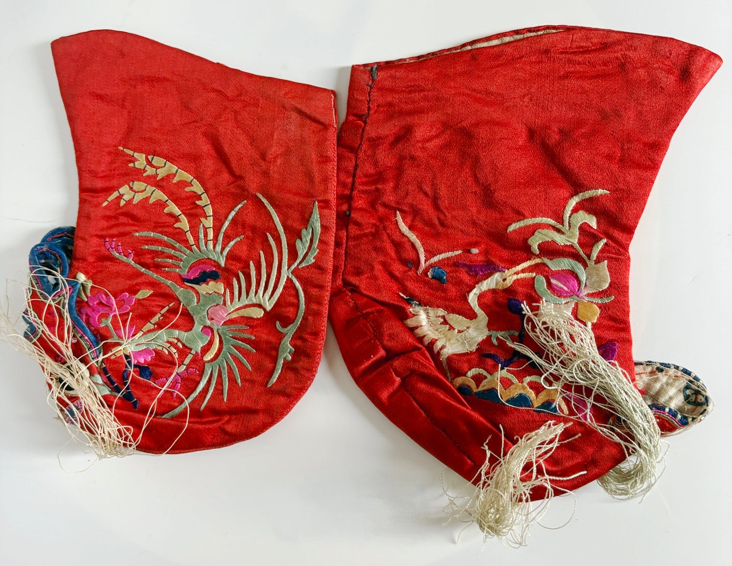 Vintage Embroidered Chinese Lotus Foot Dragon Slippers