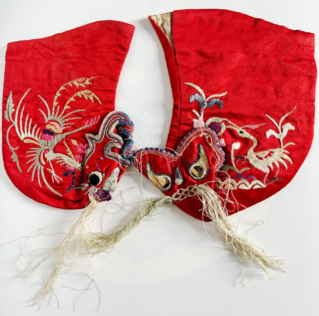 Vintage Embroidered Chinese Lotus Foot Dragon Slippers