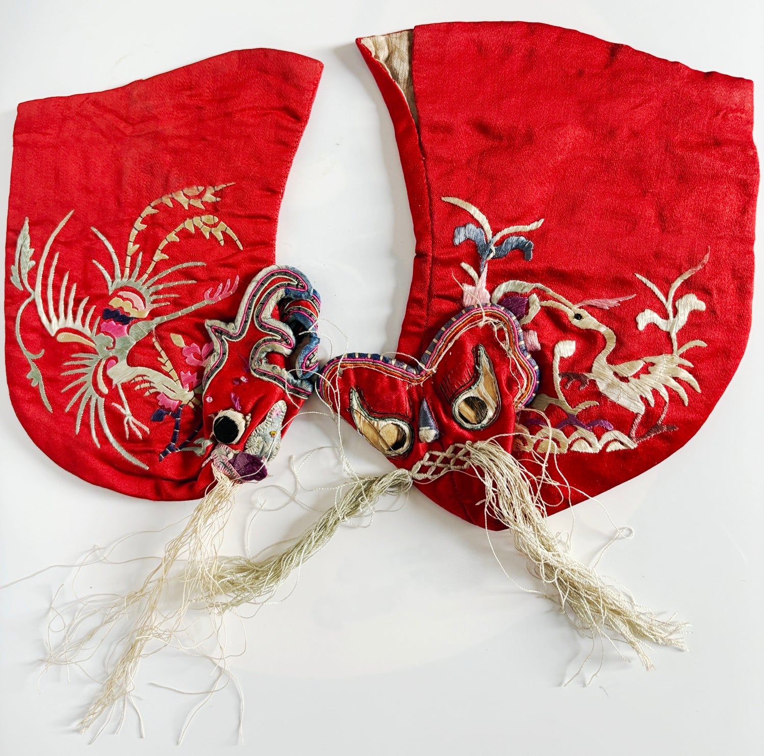 Vintage Embroidered Chinese Lotus Foot Dragon Slippers