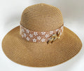 Straw Sun Hat with Brooch and Bow