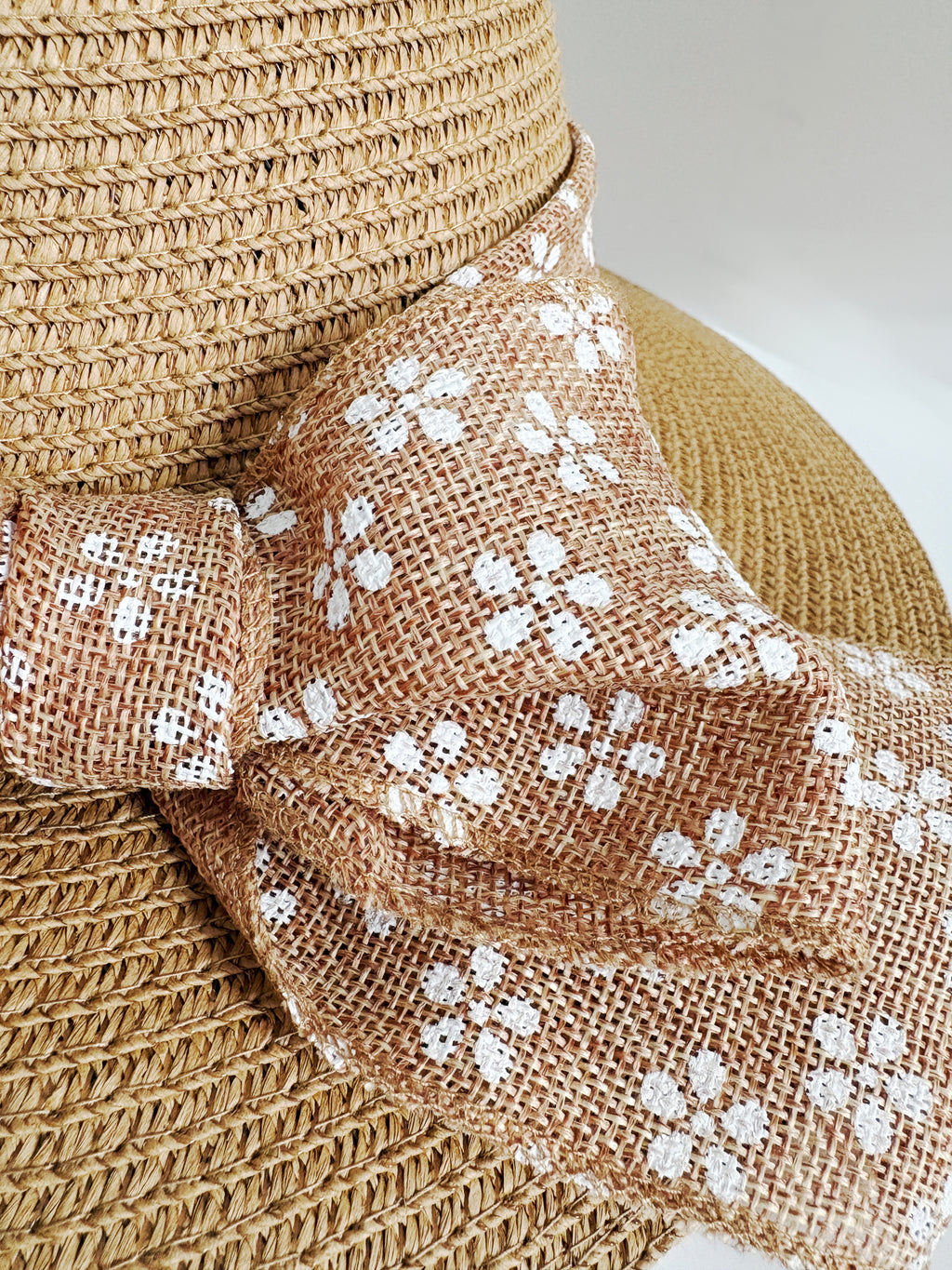 Straw Sun Hat with Brooch and Bow