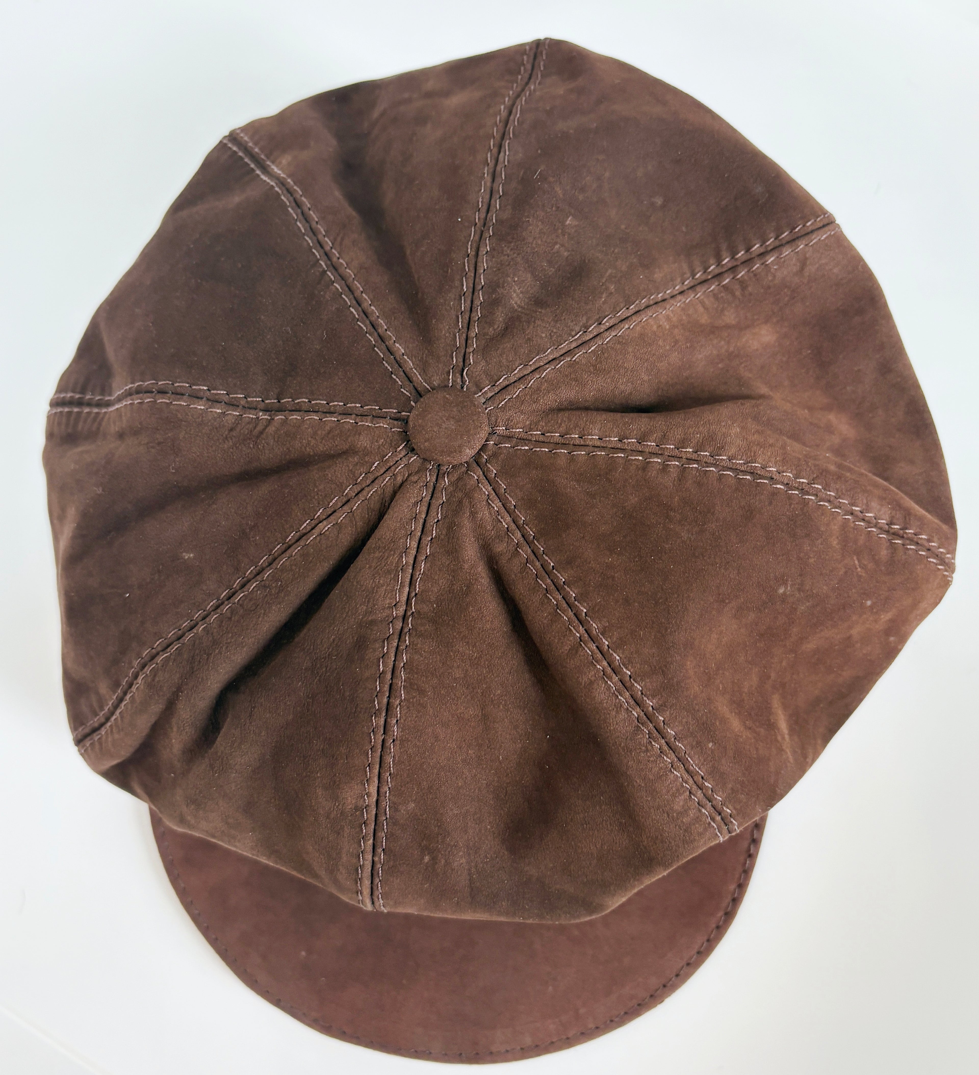 Suede Newsboy Cap with Heart Brooch