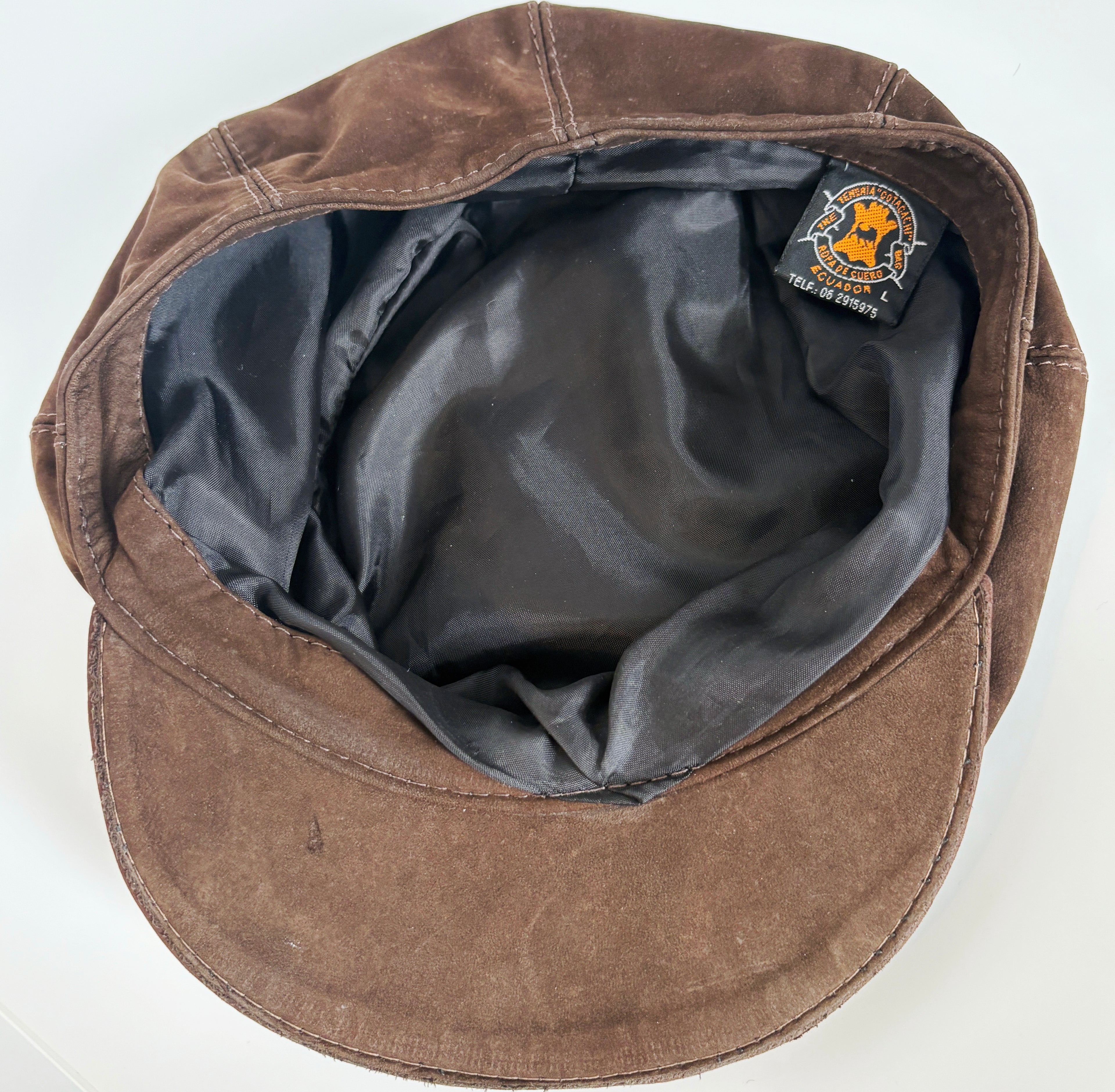Suede Newsboy Cap with Heart Brooch
