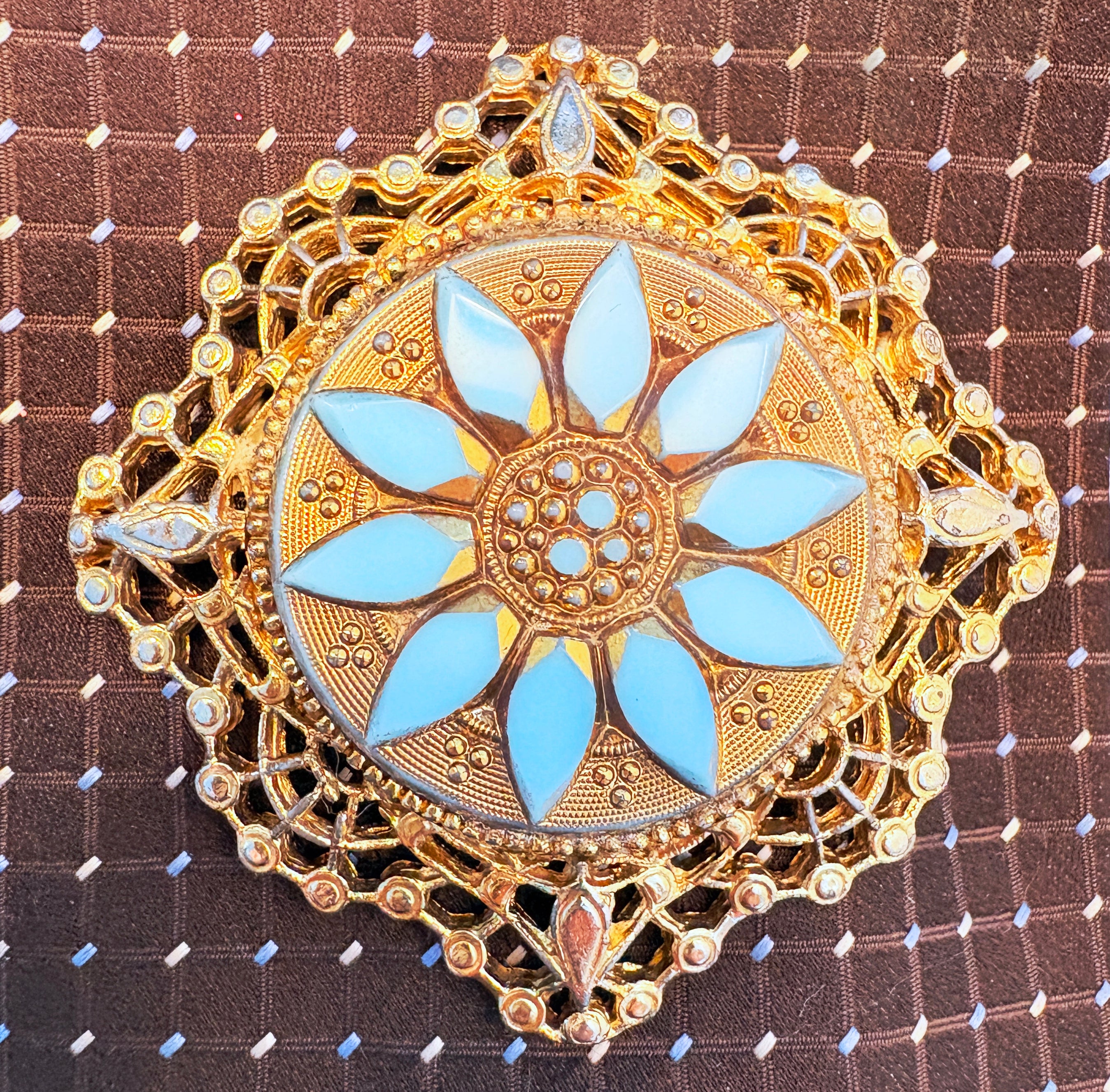 Tie with Vintage Brooches