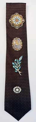 Tie with Vintage Brooches